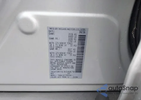 2016 Nissan Rogue S/Sl/Sv from USA, damaged, VIN 5N1AT2MT7GC834878